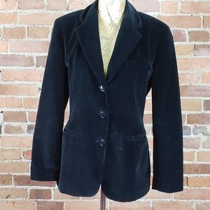 Black Lizsport Velveteen Blazer Jacket Size 4